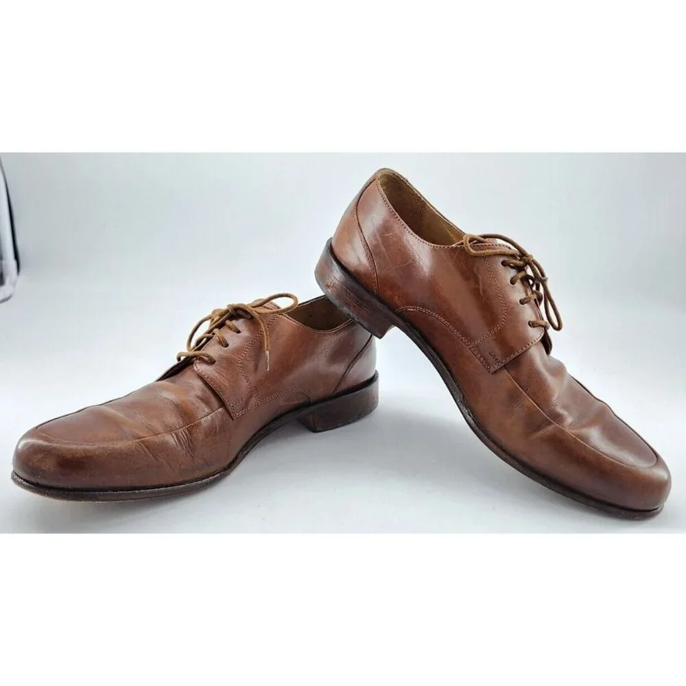 JOHNSTON & MURPHY Soft‎ Brown Italian Oxford Lace Up Dress Shoes Men's Size 12M